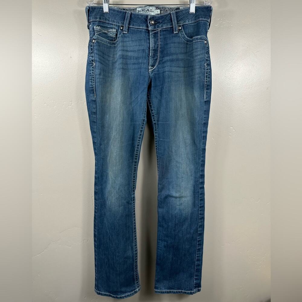ARIAT WOMEN'S REAL DENIM OCEAN STRAIGHT LEG RIDING JEANS INDIGO BLUE SIZE 32 L - Picture 3 of 7